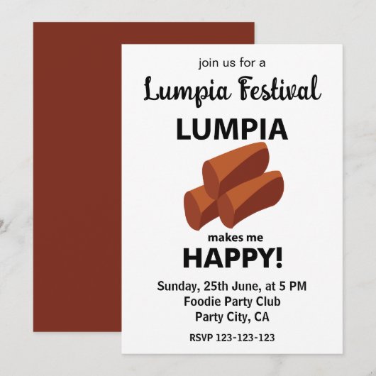 Invitation Lumpia me rend heureux Lumpia Festival (Devant / Derrière)