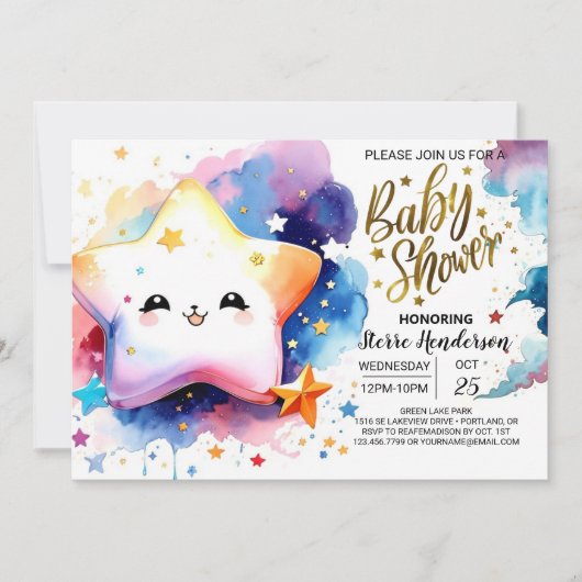 Invitation Lunar Love's Lullaby Baby shower (Devant)