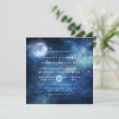 Invitation Lunar Sky Pleine lune Céleste étoiles Mariage Carr (Debout devant)