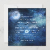 Invitation Lunar Sky Pleine lune Céleste étoiles Mariage Carr (Devant)