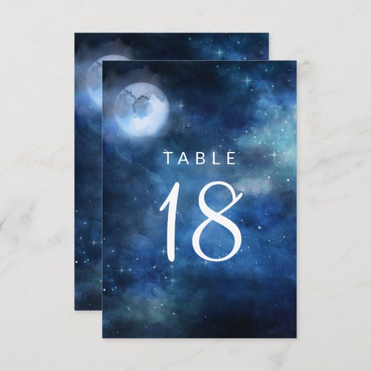 Invitation Lunar Sky Pleine lune Siège Mariage Numéros de tab (Devant / Derrière)