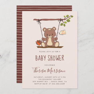 Invitation lunatique de baby shower d'ours de