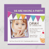 Invitation lunatique de fête d'anniversaire de (Devant / Derrière)