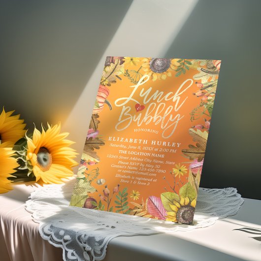 Invitation Lunch & Bubbly Réception de Mariage Feuilles d'Éra