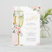 Invitation Lunch nuptial en verre de champagne rose + or Flor (Debout devant)
