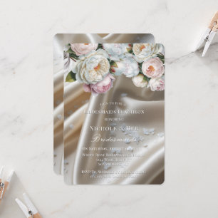 Invitation Luncheon de demoiselles d'honneur aux roses en sat