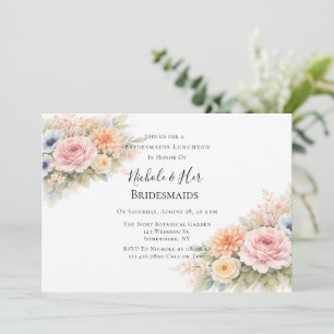 Invitation Luncheon de demoiselles d'honneur florale aquarell
