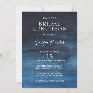 Invitation Luncheon de mariage à l'aquarelle bleu marine somb