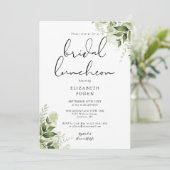 Invitation Luncheon de mariage à monogramme floral de verdure (Debout devant)