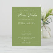 Invitation Luncheon de mariage calligraphié vert ivoire class (Debout devant)