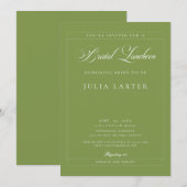 Invitation Luncheon de mariage calligraphié vert ivoire class (Devant / Derrière)