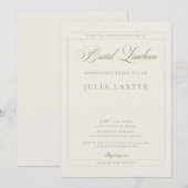 Invitation Luncheon de mariage calligraphié vert ivoire class (Devant / Derrière)