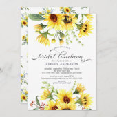 Invitation Luncheon de mariage tournesol jaune enjoué (Devant / Derrière)