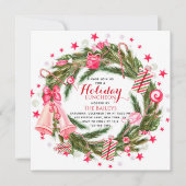 Invitation Luncheon de vacances Elégante couronne de fleurs d (Devant)