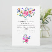 Invitation Luncheon d'Eau Rose Chaud Floral Bridesmaids (Debout devant)