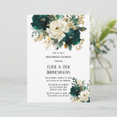 Invitation Luncheon d'Epouse Vert Or Blanc Floral (Debout devant)