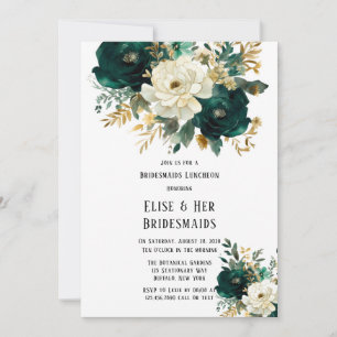 Invitation Luncheon d'Epouse Vert Or Blanc Floral
