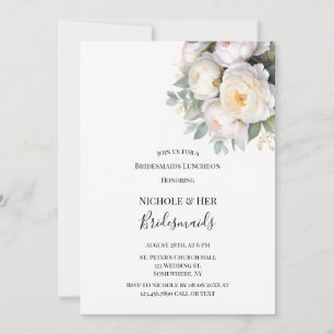 Invitation Luncheon des demoiselles d'honneur aux pivoines bl