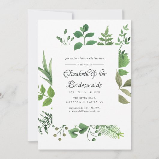 Invitation Luncheon des demoiselles d'honneur de la forêt boi (Devant)