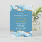 Invitation Luncheon d'honneur Dusty Blue and Gold Agate (Debout devant)