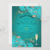Invitation Luncheon d'honneur Rose d'or Turquoise (Devant)