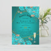 Invitation Luncheon d'honneur Rose d'or Turquoise (Debout devant)