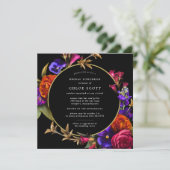 Invitation Luncheon floral rose violet Orange Invitati (Debout devant)