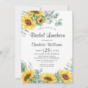 Invitation Luncheon nuptial des tournesols Eucalyptus