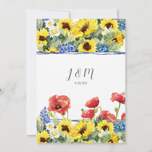 Invitation Lunchéon nuptial Sunflower BOHO Deer Skull Antlers (Dos)