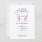 Invitation Lunchon d'honneur Dusty Blue and Pink Crest (Devant)