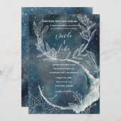 Invitation Lune à fleurs bleu céleste (Devant / Derrière)