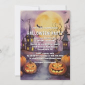 Invitation Lune Bats Jack O’Lanterns Fête d’Halloween (Devant)