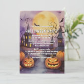 Invitation Lune Bats Jack O’Lanterns Fête d’Halloween (Debout devant)