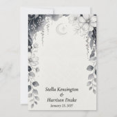 Invitation Lune céleste, Cosmos noir et blanc, Eucalyptus (Dos)