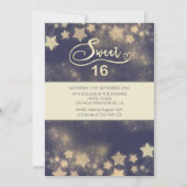 Invitation Lune céleste et étoiles calligraphie sweet sixteen (Dos)