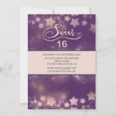 Invitation Lune céleste et étoiles calligraphie sweet sixteen (Dos)