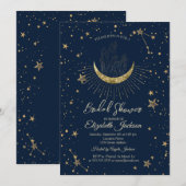 Invitation Lune céleste, Étoiles Diamants Fête des mariées bl (Devant / Derrière)