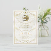 Invitation Lune céleste & Étoiles Faux Gold Mariage (Debout devant)