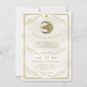 Invitation Lune céleste & Étoiles Faux Gold Mariage (Devant)
