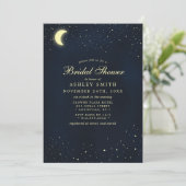 Invitation Lune Céleste Étoiles Nuit Bleue Mariage (Debout devant)