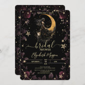 Invitation Lune céleste, Fille, Étoiles Fleurs Fête des marié (Devant / Derrière)