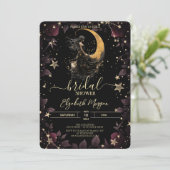 Invitation Lune céleste, Fille, Étoiles Fleurs Fête des marié (Debout devant)