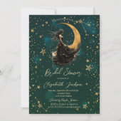 Invitation Lune Céleste, Fille Étoiles Lavage de Mariée Vert (Devant)