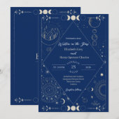 Invitation Lune céleste soleil étoiles constellations mariage (Devant / Derrière)
