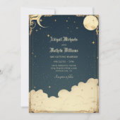 Invitation Lune céleste vintage et étoiles Mariage mystique (Devant)
