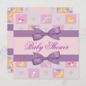 Invitation Lune, Coeurs et jouets pour bébés Baby shower de f (Devant / Derrière)