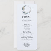 Invitation Lune Croissant Bleu avec Fleurs Blanches Menu (Devant)