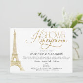 Invitation Lune de miel à Paris Eiffel Couples Douche (Debout devant)