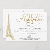 Invitation Lune de miel à Paris Eiffel Couples Douche (Devant / Derrière)