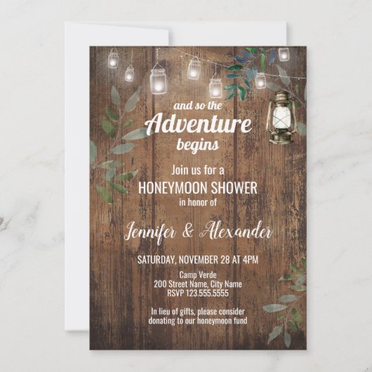 Invitation Lune de miel Douche Wedding shower rustique Invita (Devant)
